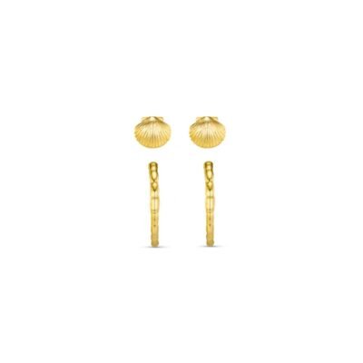 Shell & Molten Mid-Size Hoop Ear Stacking Set