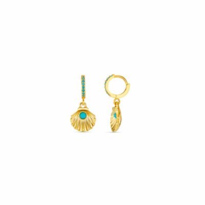 Turquoise Shell Micro Hoop Earrings