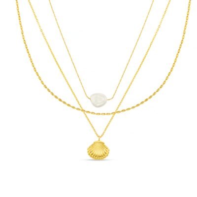 Pearl & Shell 3-Row Necklace