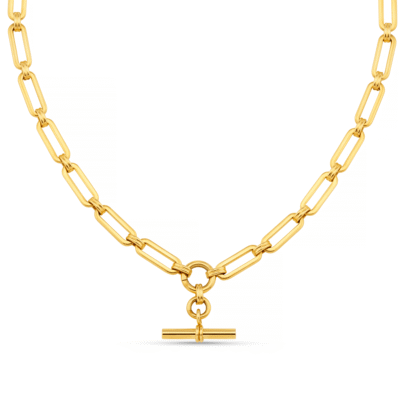 LUXE Linear Link T-Bar Necklace - Gold